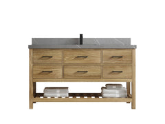 Parker Teak Wood 60 in. W x 22 in. D Single Sink Bathroom Vanity - photo 14