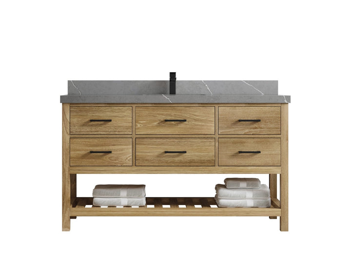 Parker Teak Wood 60 in. W x 22 in. D Single Sink Bathroom Vanity - photo 14