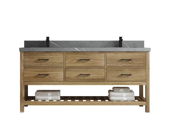 Parker Teak Wood 72 in. W x 22 in. D Double Sink Bathroom Vanity - photo 15