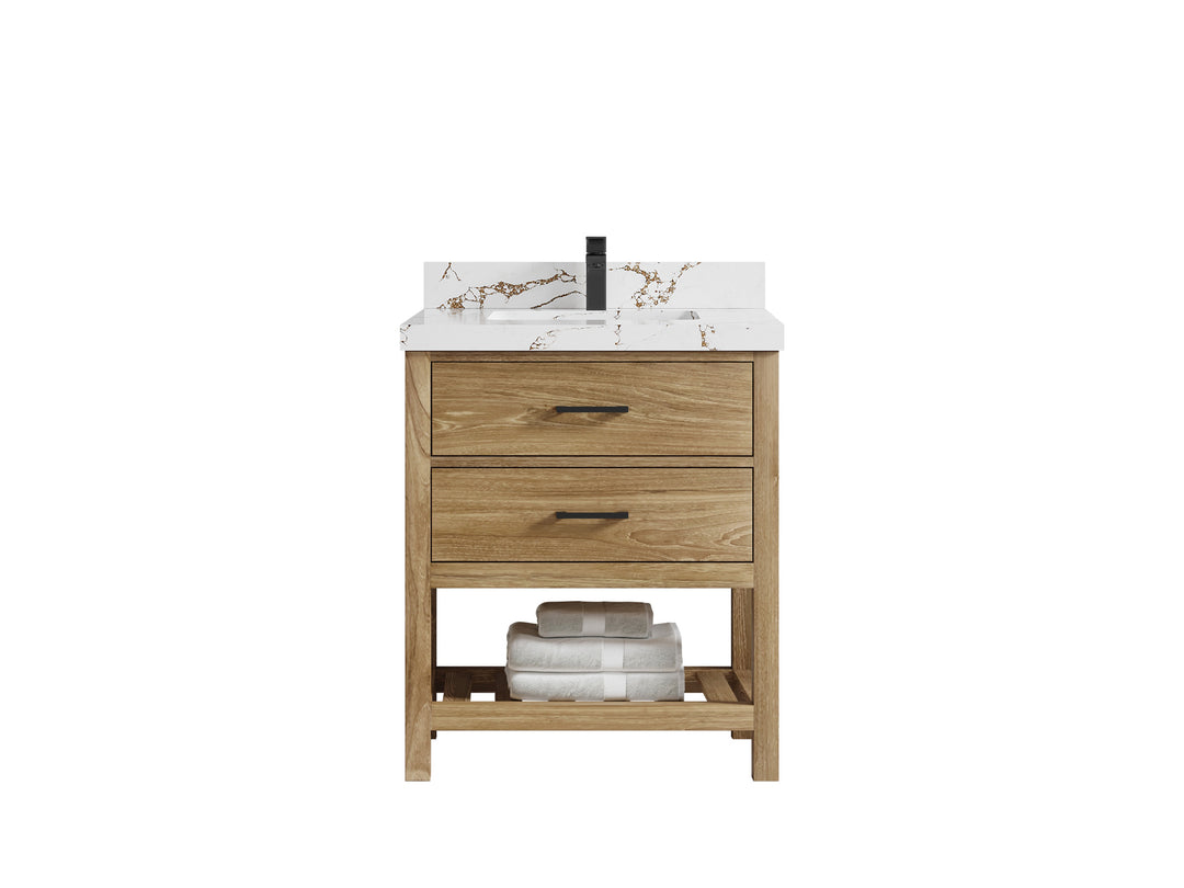 Parker Teak Wood 30 in. W x 22 in. D Single Sink Bathroom Vanity