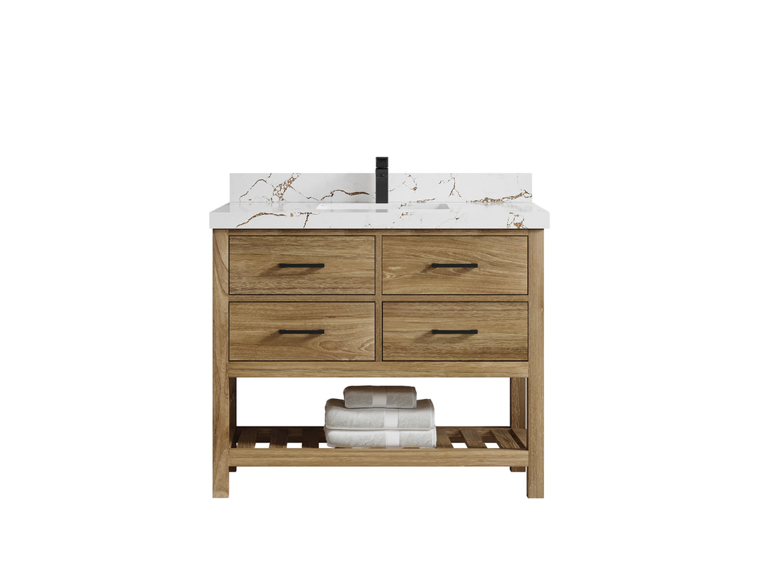 Parker Teak Wood 42 in. W x 22 in. D Single Sink Bathroom Vanity