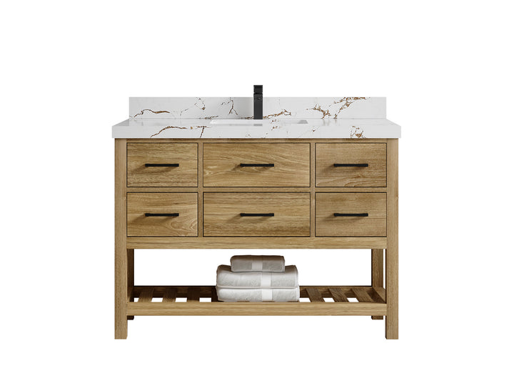 Parker Teak Wood 48 in. W x 22 in. D Single Sink Bathroom Vanity - photo 25