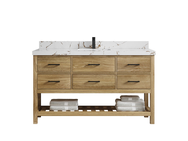 Parker Teak Wood 60 in. W x 22 in. D Single Sink Bathroom Vanity - photo 24