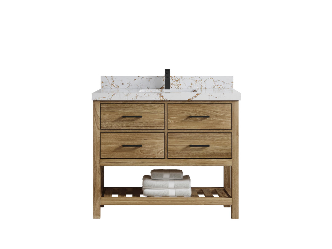 Parker Teak Wood 42 in. W x 22 in. D Single Sink Bathroom Vanity