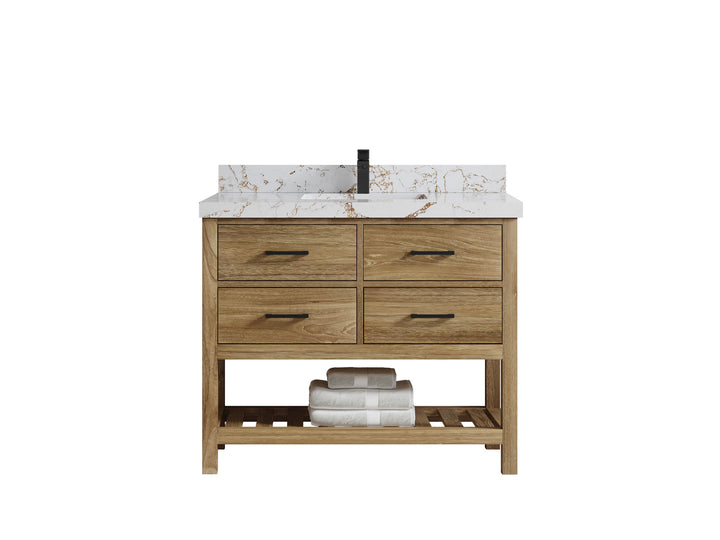 Parker Teak Wood 42 in. W x 22 in. D Single Sink Bathroom Vanity - photo 25