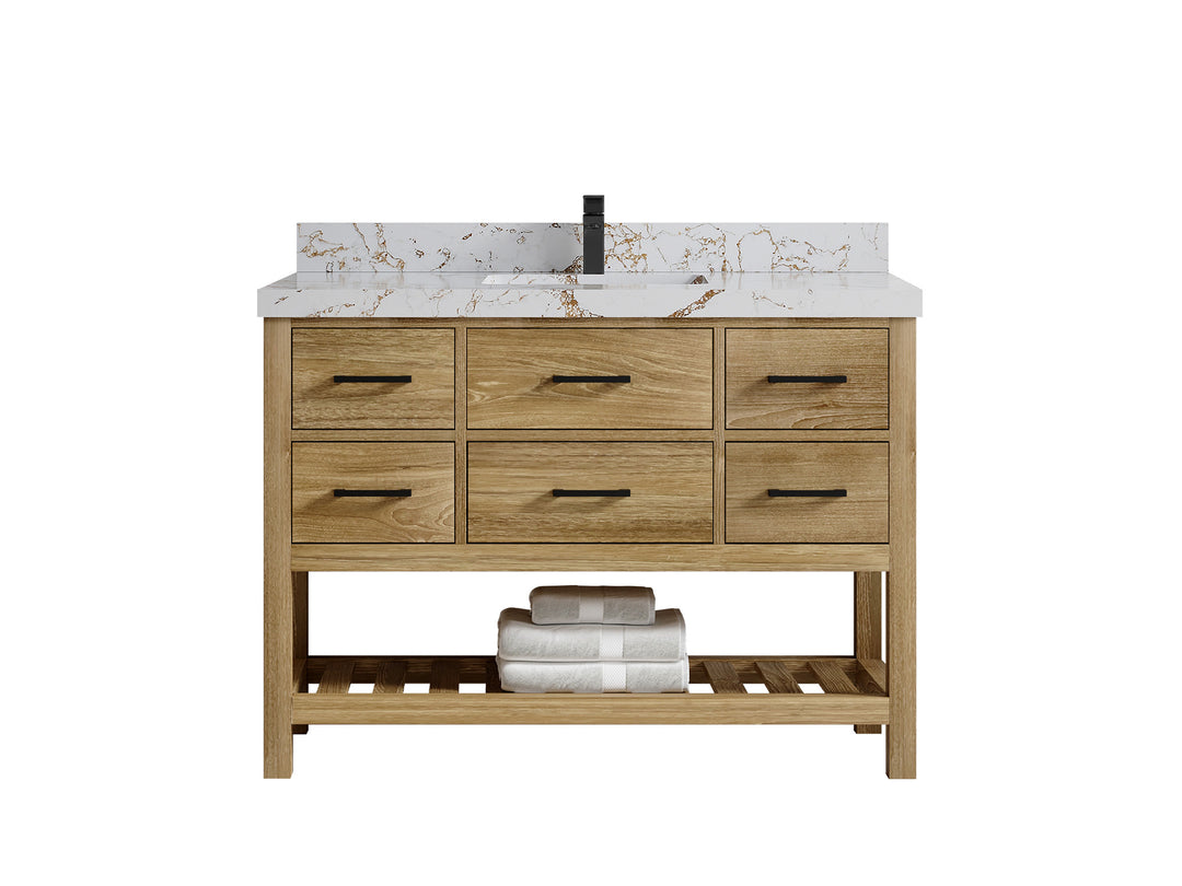 Parker Teak Wood 48 in. W x 22 in. D Single Sink Bathroom Vanity