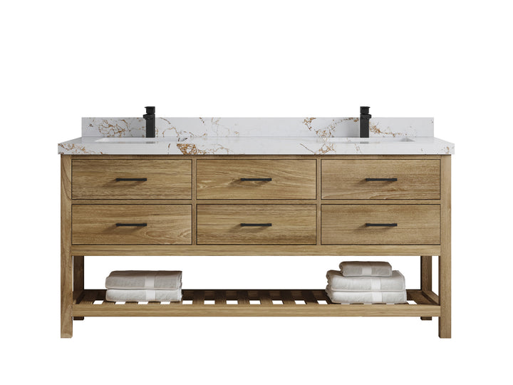 Parker Teak Wood 72 in. W x 22 in. D Double Sink Bathroom Vanity - photo 23
