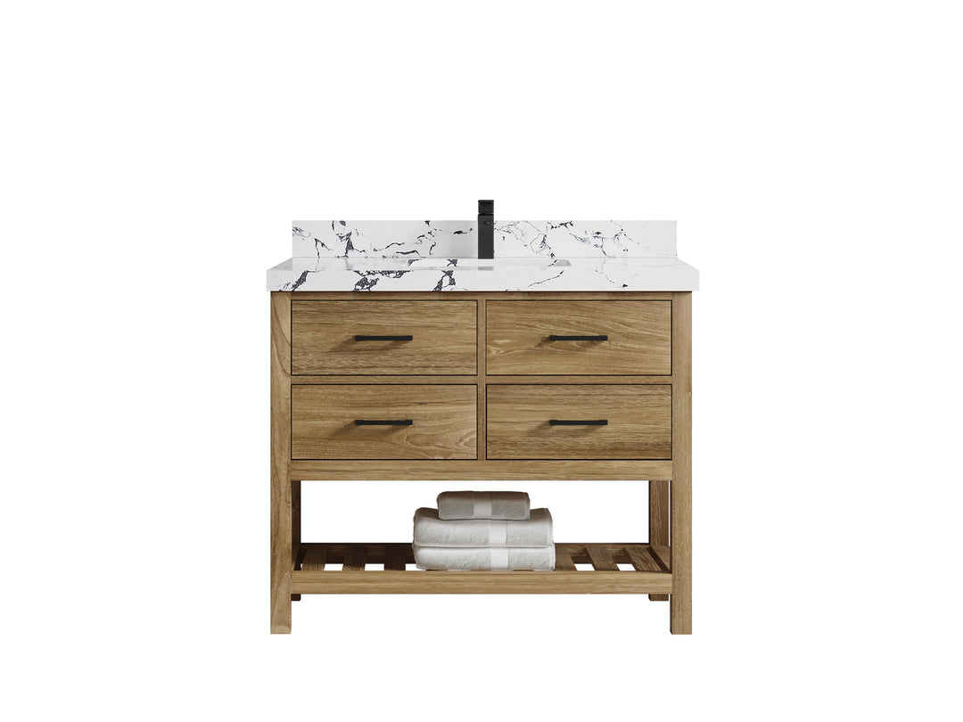 Parker Teak Wood 42 in. W x 22 in. D Single Sink Bathroom Vanity