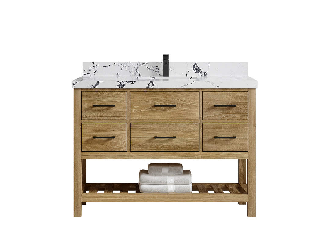 Parker Teak Wood 48 in. W x 22 in. D Single Sink Bathroom Vanity