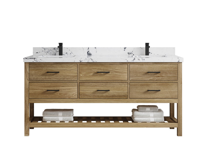 Parker Teak Wood 72 in. W x 22 in. D Double Sink Bathroom Vanity - photo 24