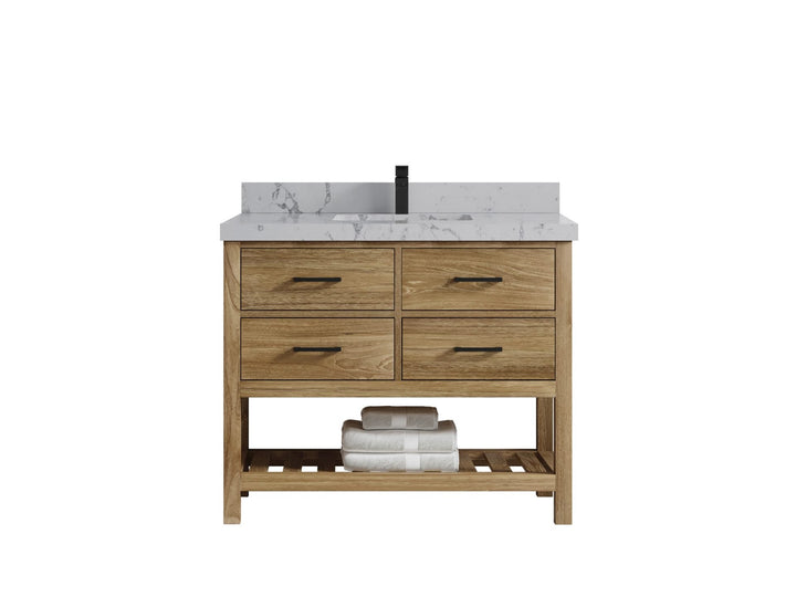 Parker Teak Wood 42 in. W x 22 in. D Single Sink Bathroom Vanity - photo 15