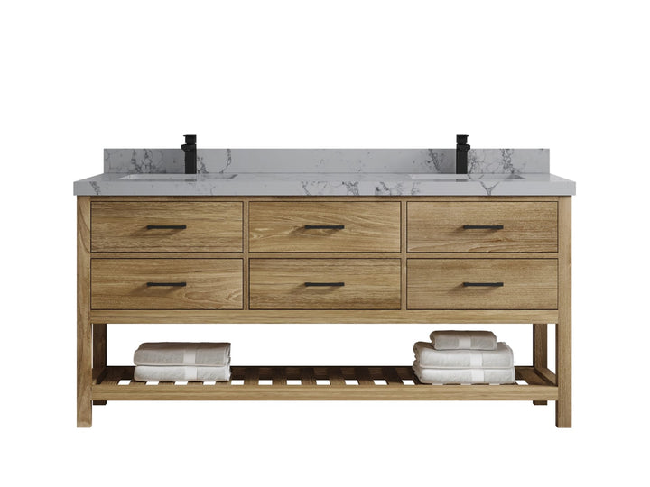 Parker Teak Wood 72 in. W x 22 in. D Double Sink Bathroom Vanity - photo 16