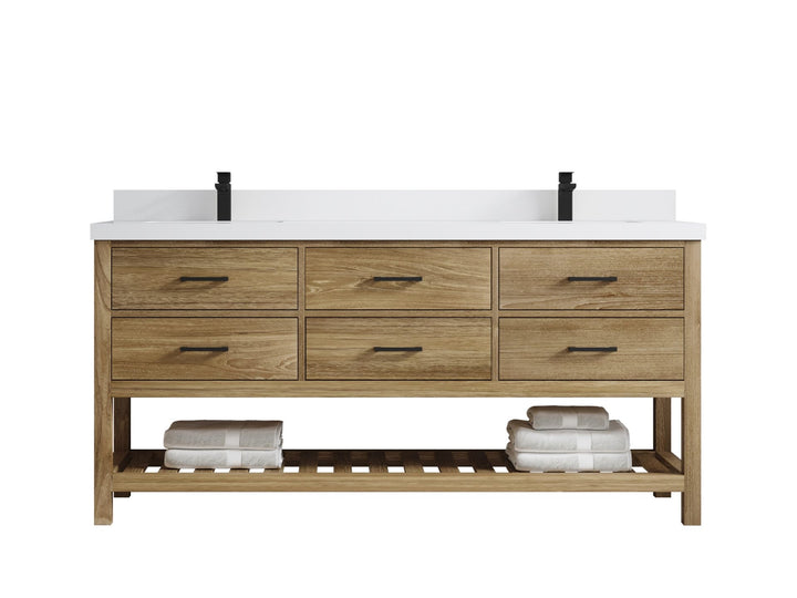 Parker Teak Wood 72 in. W x 22 in. D Double Sink Bathroom Vanity - photo 17