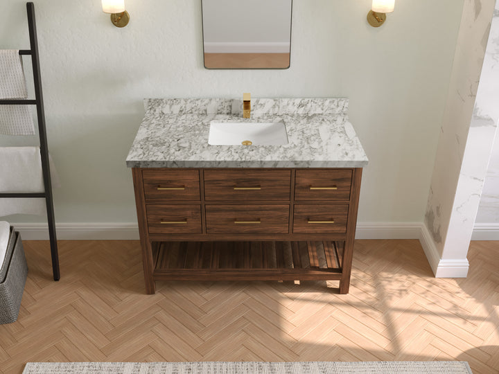 Parker Teak Wood 48 in. W x 22 in. D Single Sink Bathroom Vanity - photo 19
