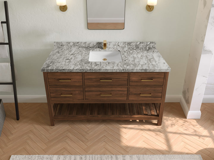 Parker Teak Wood 60 in. W x 22 in. D Single Sink Bathroom Vanity - photo 19