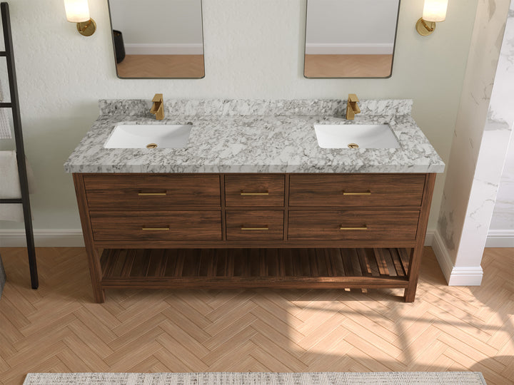 Parker Teak Wood 72 in. W x 22 in. D Double Sink Bathroom Vanity - photo 19