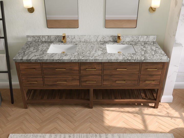 Parker Teak Wood 84 in. W x 22 in. D Double Sink Bathroom vanity with - photo 19