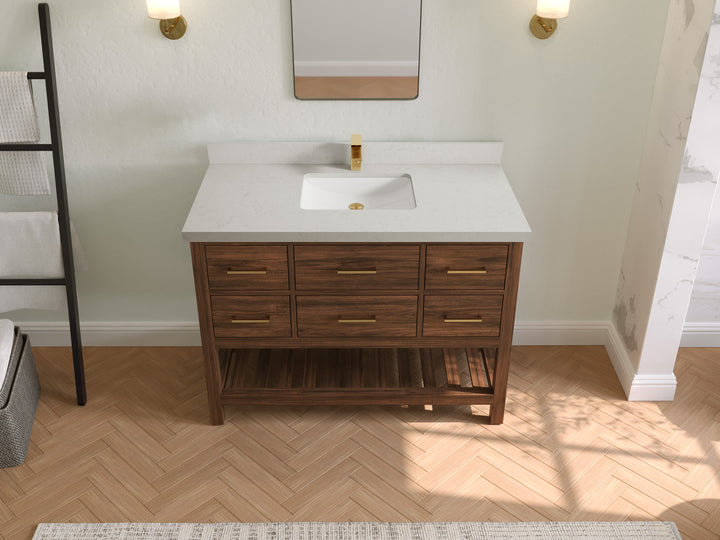 Parker Teak Wood 48 in. W x 22 in. D Single Sink Bathroom Vanity - photo 21