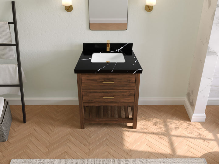 Parker Teak Wood 30 in. W x 22 in. D Single Sink Bathroom Vanity - photo 7