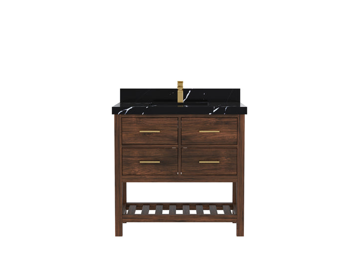 Parker Teak Wood 36 in. W x 22 in. D Center Sink Bathroom Vanity - photo 8