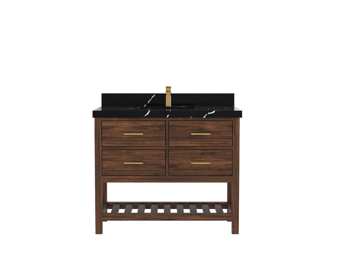 Parker Teak Wood 42 in. W x 22 in. D Single Sink Bathroom Vanity - photo 8