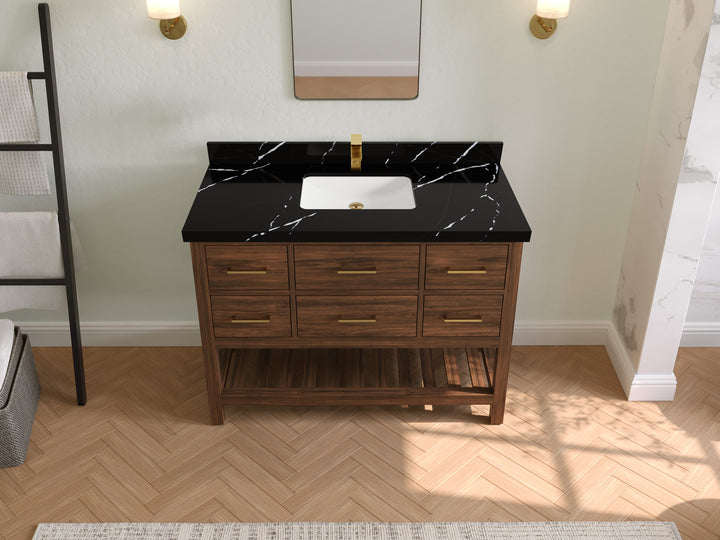 Parker Teak Wood 48 in. W x 22 in. D Single Sink Bathroom Vanity - photo 7