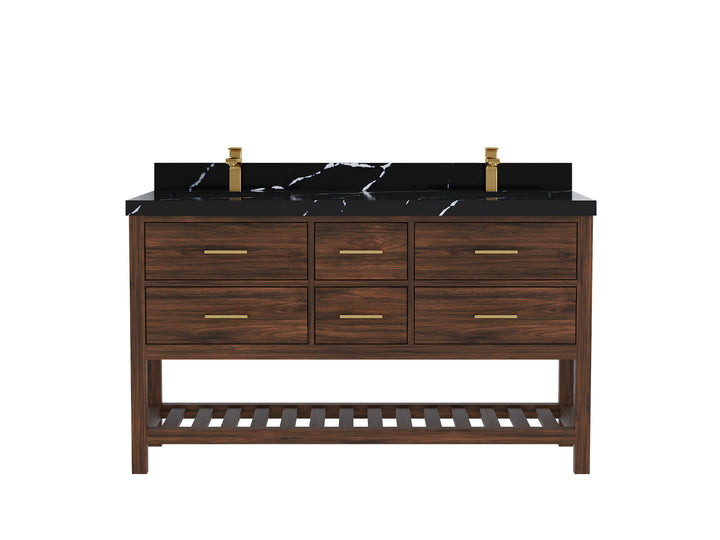 Parker Teak Wood 60 in. W x 22 in. D Double Sink Bathroom Vanity - photo 8