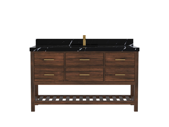 Parker Teak Wood 60 in. W x 22 in. D Single Sink Bathroom Vanity - photo 8