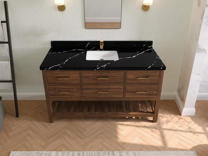 Parker Teak Wood 60 in. W x 22 in. D Single Sink Bathroom Vanity - photo 7