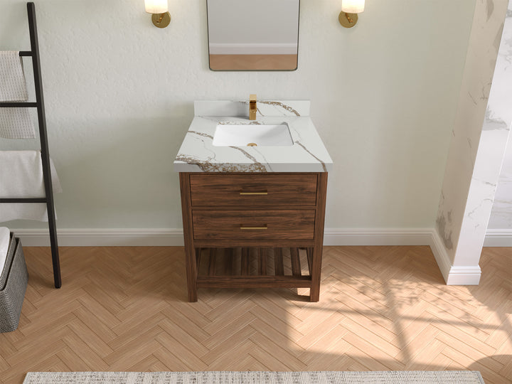 Parker Teak Wood 30 in. W x 22 in. D Single Sink Bathroom Vanity - photo 9