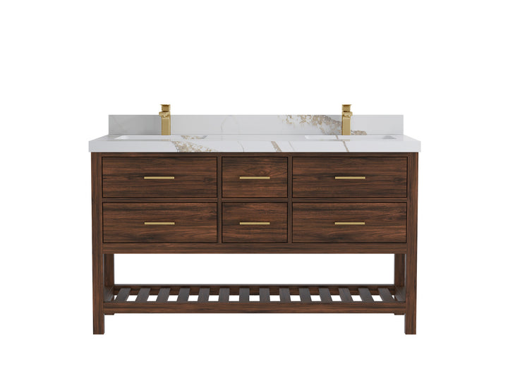 Parker Teak Wood 60 in. W x 22 in. D Double Sink Bathroom Vanity - photo 10