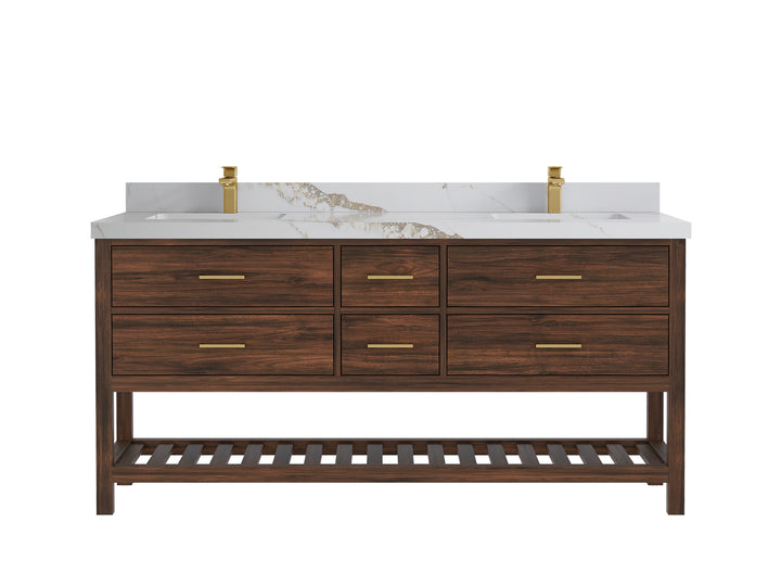 Parker Teak Wood 72 in. W x 22 in. D Double Sink Bathroom Vanity - photo 10