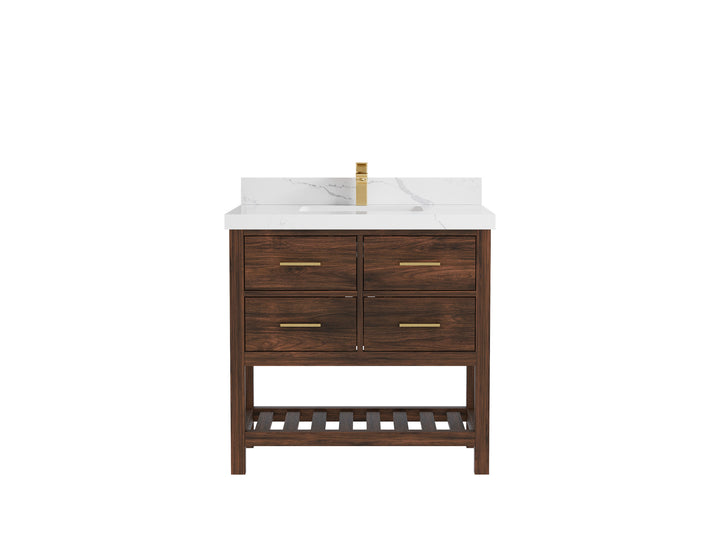 Parker Teak Wood 36 in. W x 22 in. D Center Sink Bathroom Vanity - photo 12