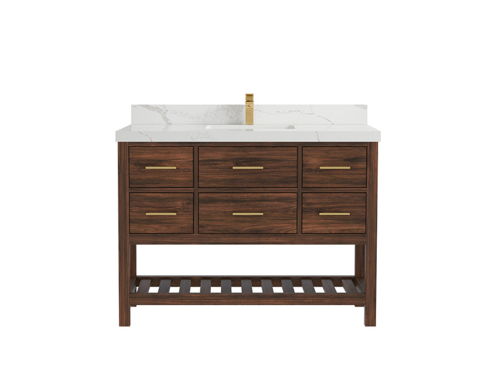 Parker Teak Wood 48 in. W x 22 in. D Single Sink Bathroom Vanity - photo 12