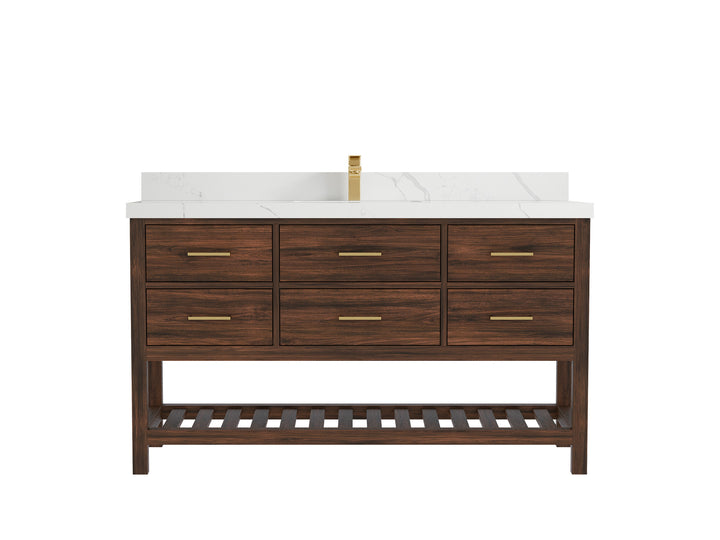 Parker Teak Wood 60 in. W x 22 in. D Single Sink Bathroom Vanity - photo 12