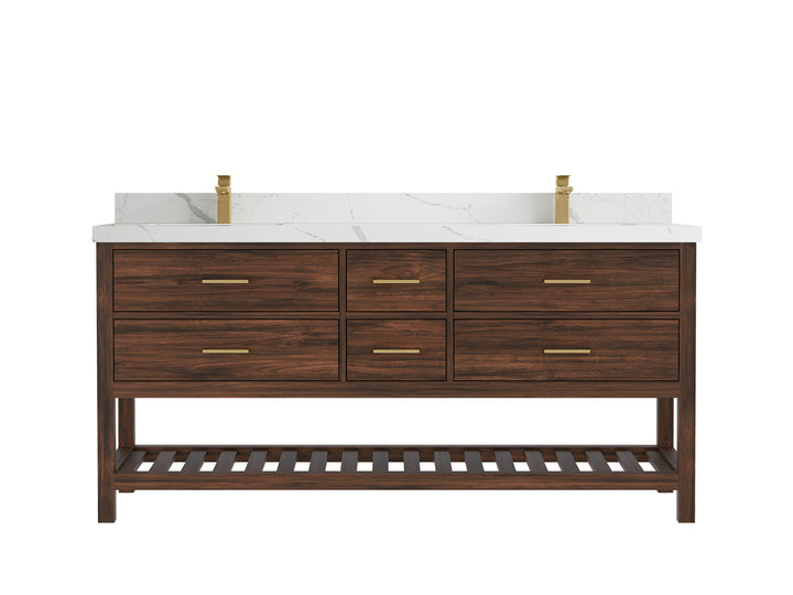 Parker Teak Wood 72 in. W x 22 in. D Double Sink Bathroom Vanity - photo 12