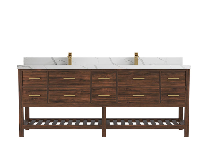 Parker Teak Wood 84 in. W x 22 in. D Double Sink Bathroom vanity with - photo 12