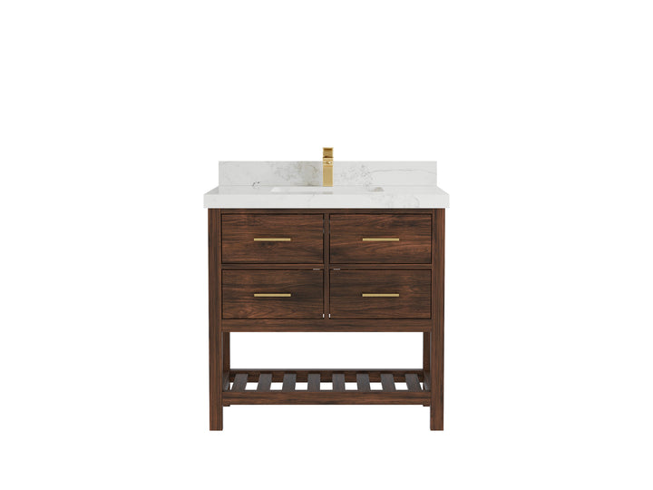Parker Teak Wood 36 in. W x 22 in. D Center Sink Bathroom Vanity - photo 14