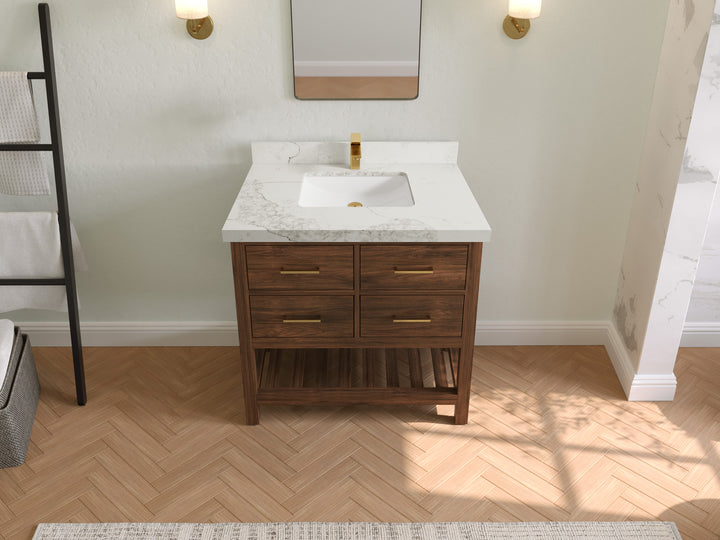 Parker Teak Wood 36 in. W x 22 in. D Center Sink Bathroom Vanity - photo 13