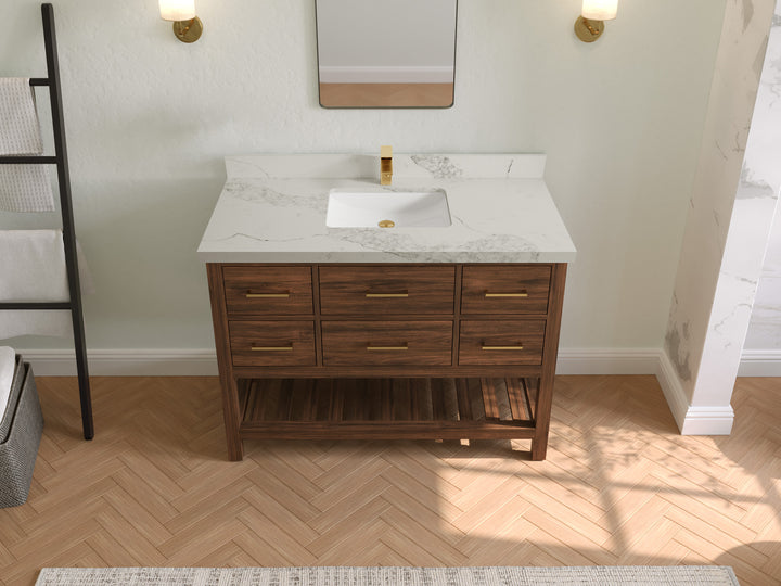 Parker Teak Wood 48 in. W x 22 in. D Single Sink Bathroom Vanity - photo 13