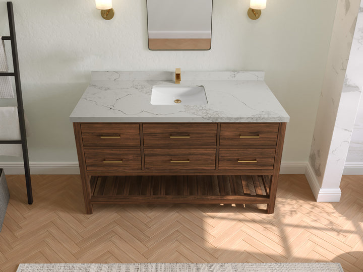 Parker Teak Wood 60 in. W x 22 in. D Single Sink Bathroom Vanity - photo 13