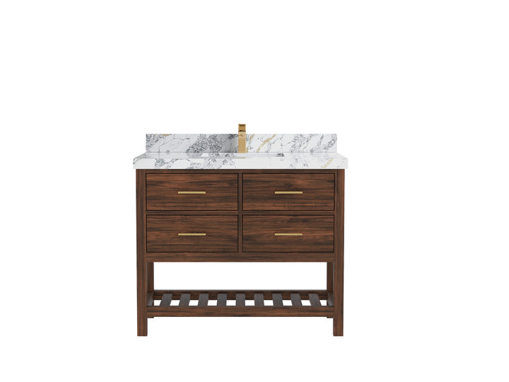 Parker Teak Wood 42 in. W x 22 in. D Single Sink Bathroom Vanity - photo 16