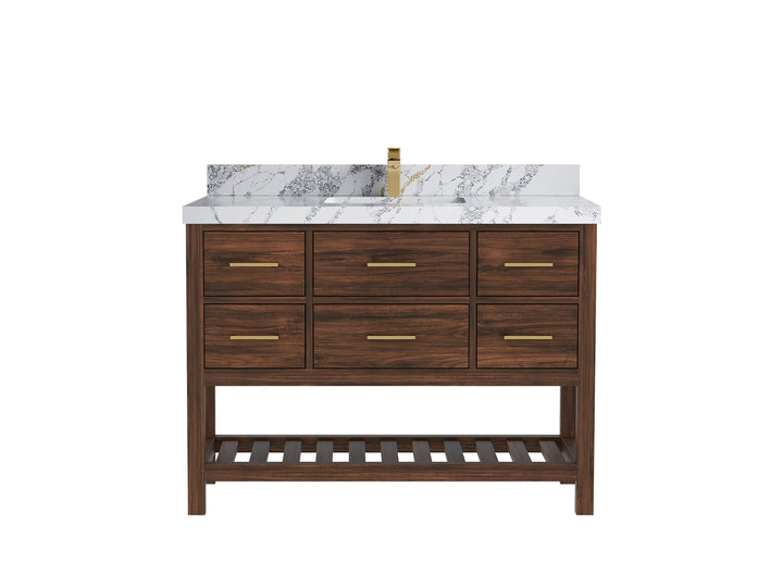 Parker Teak Wood 48 in. W x 22 in. D Single Sink Bathroom Vanity - photo 16
