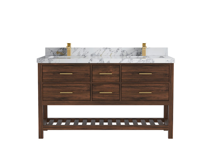 Parker Teak Wood 60 in. W x 22 in. D Double Sink Bathroom Vanity - photo 16