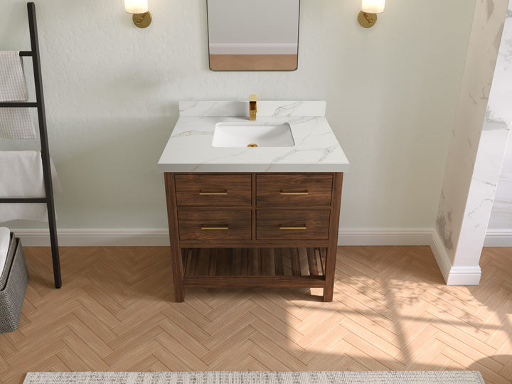 Parker Teak Wood 36 in. W x 22 in. D Center Sink Bathroom Vanity - photo 17