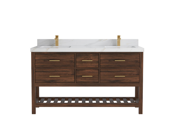 Parker Teak Wood 60 in. W x 22 in. D Double Sink Bathroom Vanity - photo 18