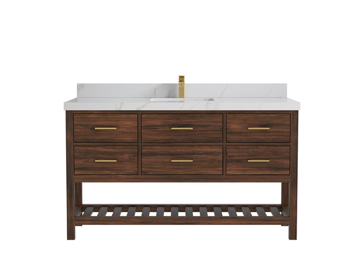 Parker Teak Wood 60 in. W x 22 in. D Single Sink Bathroom Vanity - photo 18