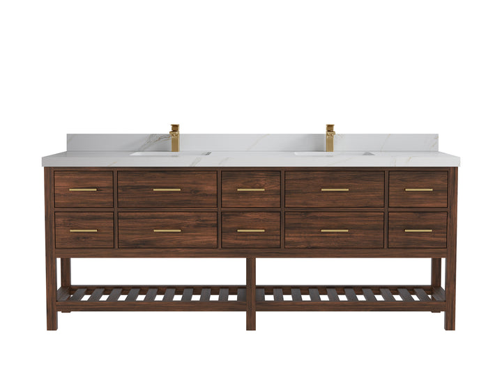 Parker Teak Wood 84 in. W x 22 in. D Double Sink Bathroom vanity with - photo 18