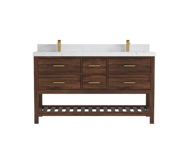 Parker Teak Wood 60 in. W x 22 in. D Double Sink Bathroom Vanity - photo 24