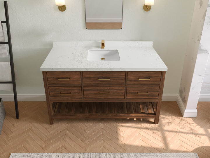 Parker Teak Wood 60 in. W x 22 in. D Single Sink Bathroom Vanity - photo 23